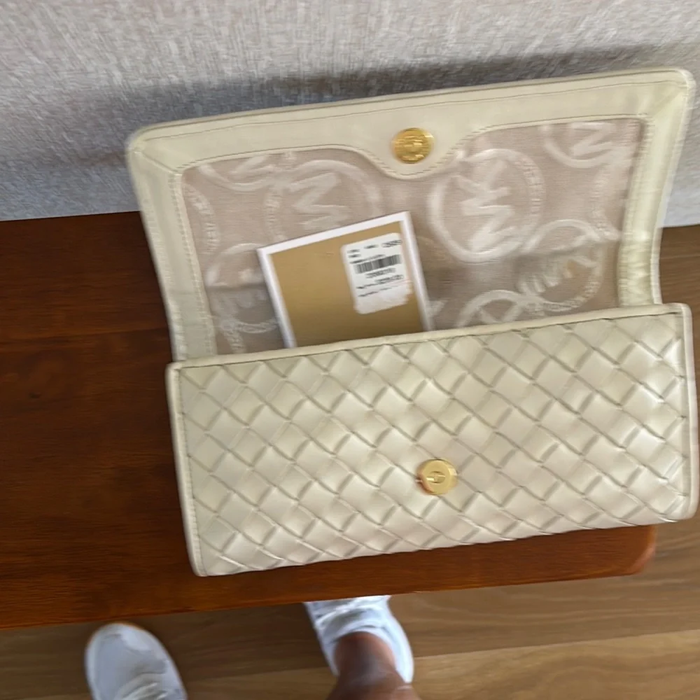 Michael Kors Cream Quilted Women's Clutch - Picture 4 of 5